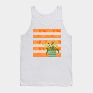 Stripe flowers and leaves Tank Top